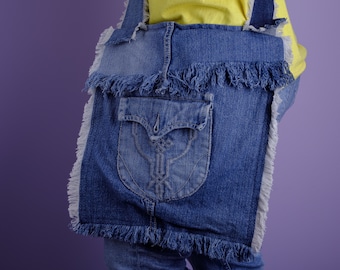 Repurposed Denim Jeans Shoulder Bag