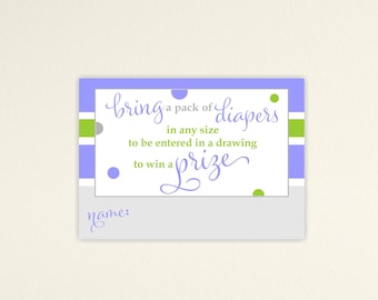 Printable Diaper Raffle Ticket Insert Card (Instant Download)