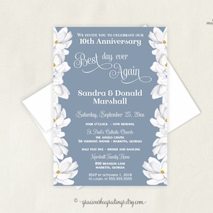 Southern Magnolia Vow Renewal Invitation: 10th Anniversary (Digital Download)