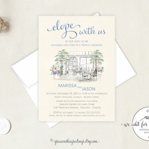 Elope with Us Invitation, Micro Wedding Invite, Minimony Invite, Elopement, Garden Wedding Invite, Vow Invitation, Postponed, Changed Plans