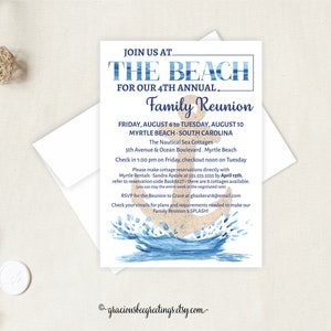 Beach Family Reunion Invitation, Reunion Weekend Invite, Beach Birthday Invite, Beach Family Picnic, Nautical Family Reunion, Save the Date