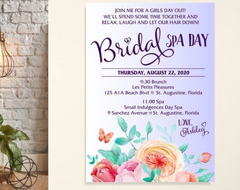 bachelorette spa day invitation bridesmaids spa day invite etsy