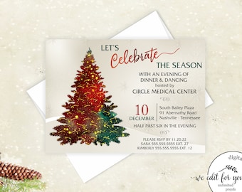 Christmas Dinner Party Invitation, Celebrate the Season Party Invitation, Corporate Holiday Party, Christmas Open House, Xmas Dinner Party