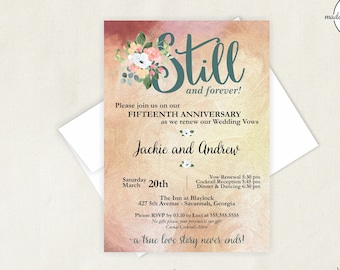 Blush Vow Renewal Invitation: Romantic Anniversary, Still & Forever (Digital Download)