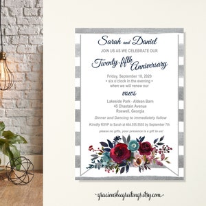 Floral Anniversary Invitation: Vow Renewal, Wedding (Digital File)