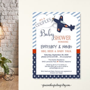 Airplane Baby Shower Invitation: Adventure Awaits (Digital Download)