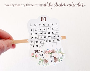 2023 Spring Bouquet Sticker Calendar, 2023 Planner Sticker Calendar, Notebook Calendar, 2023 Bullet Journal Calendar, 2023 Calendar Stickers