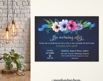 Morning After Wedding Brunch Invitation: Floral Newlyweds Invite (Digital File)