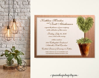 Wedding Invitation, Garden Wedding, Barn Wedding Invitation, Post Wedding Reception, Eloped Reception, Rehearsal Dinner, Copper, Casual