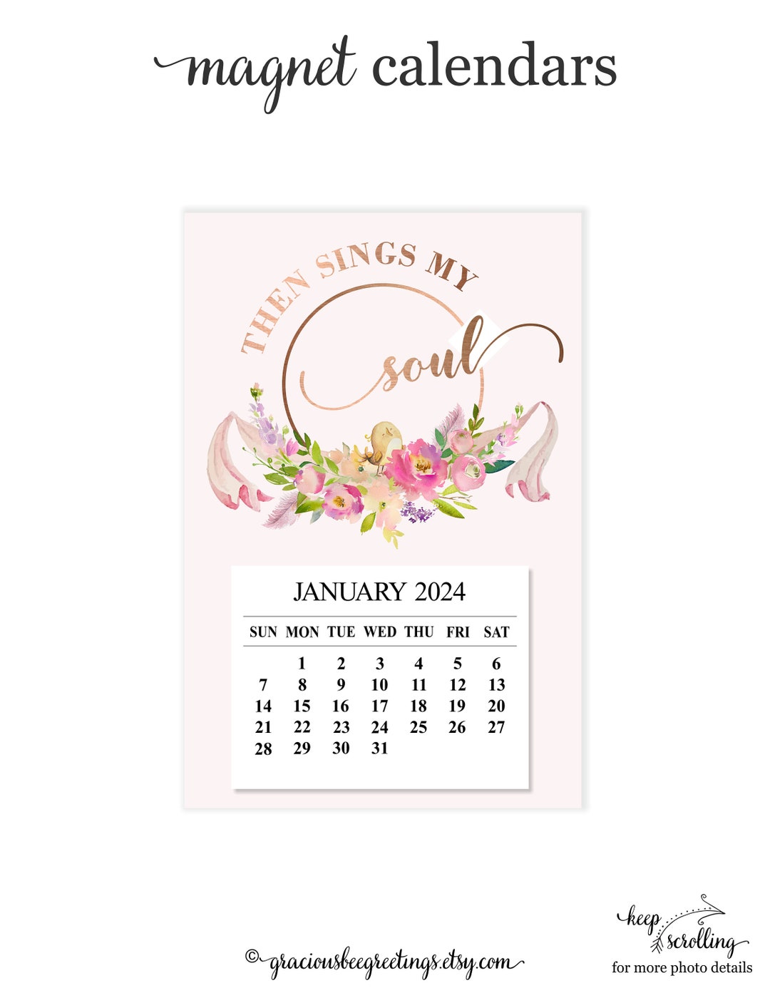 2024 Then Sings My Soul Calendar, 2024 Christian Refrigerator