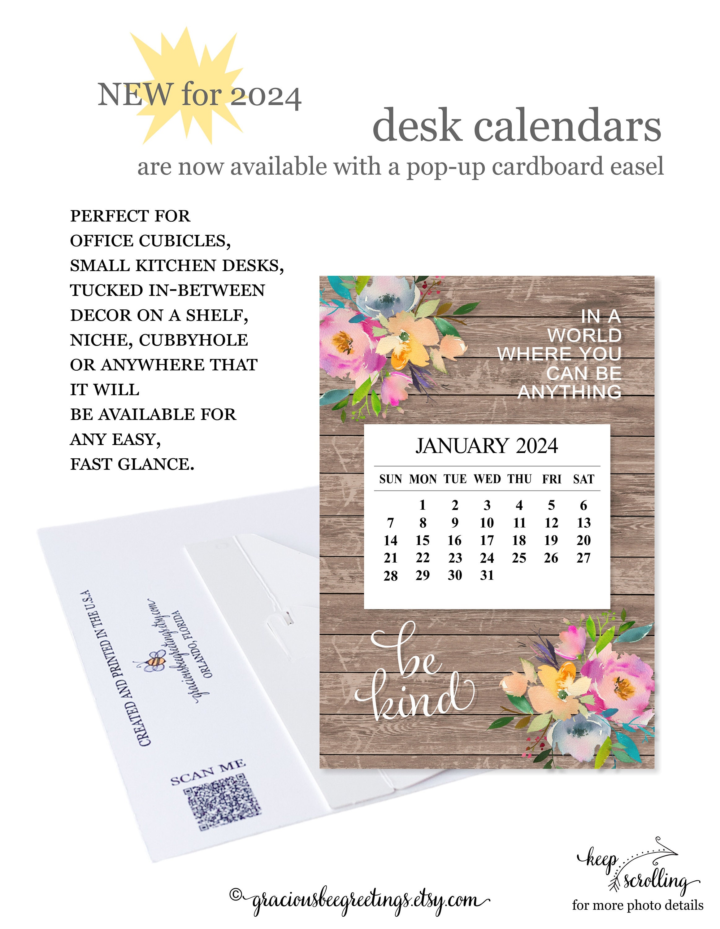 2024 Be Kind Mini Fridge Calendar, 2024 Be Kind Desk Calendar, 2024  Inspirational Magnet Calendar, Motivatinal Desk Calendar, Xmas Gift -   France