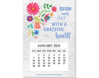 2024 Refrigerator Magnet Calendar, 2024 Grateful Heart Desk Calendar, 2024 Begin Each Day Mini Magnet Calendar, Stocking Stuffer, Xmas Gift