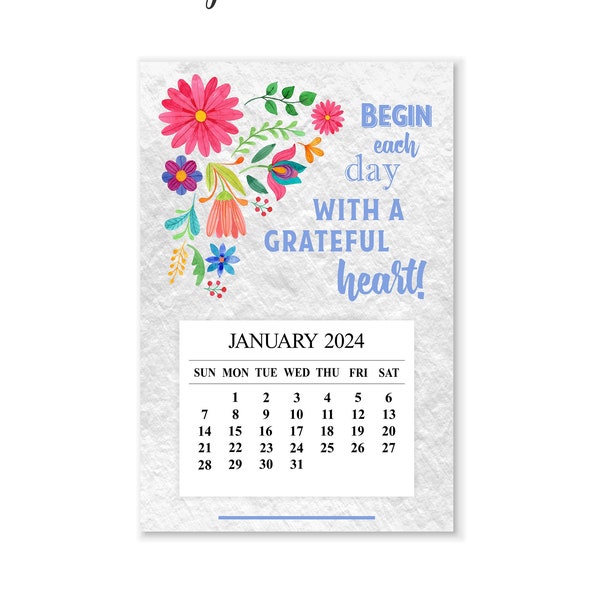 2024 Refrigerator Magnet Calendar, 2024 Grateful Heart Desk Calendar, 2024 Begin Each Day Mini Magnet Calendar, Stocking Stuffer, Xmas Gift