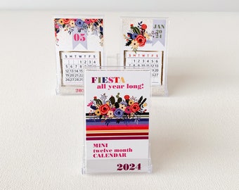 SALE 2024 Mini Mexicana Flower Calendar, 2024 Fiesta Calendar Cards, 2024 Flower Bouquet Mini Calendar, Small Floral Calendar, Gift