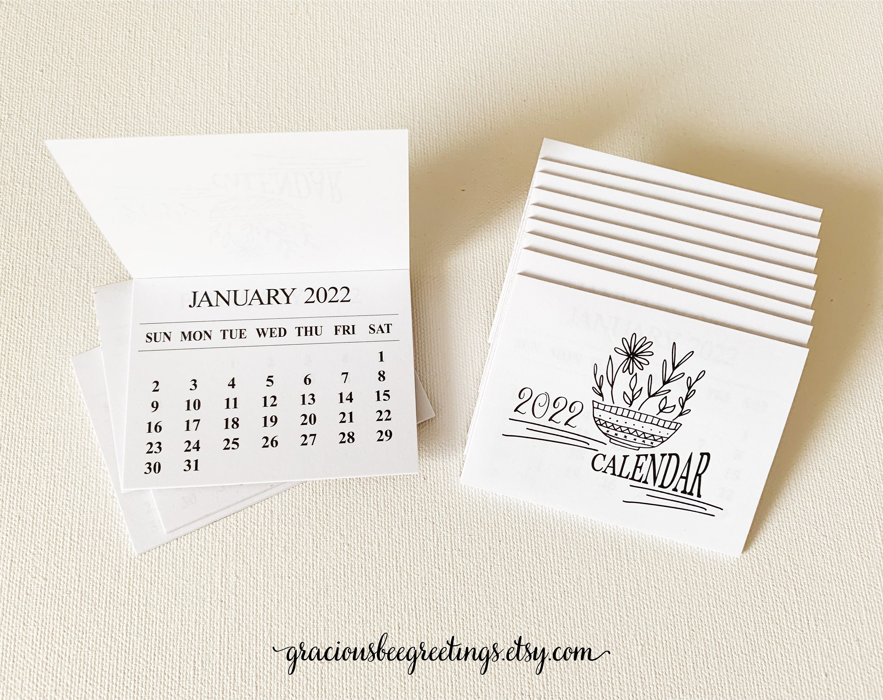 2022 Mini Tearoff Calendar One Dozen Monthly Tearoff Etsy