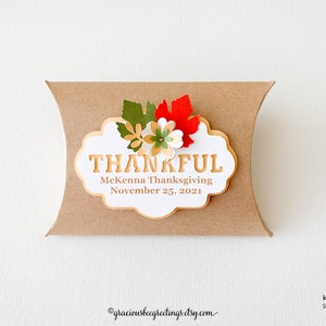 Thanksgiving Favor Gift Pillow Boxes, Thanksgiving Treat Boxes, Placesetting Favor Box, Fall Party Boxes, Fall Favor Place Cards, Pack of 6