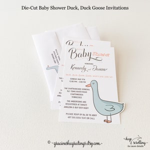 Die Cut Duck Baby Shower Invitations: Goose Theme
