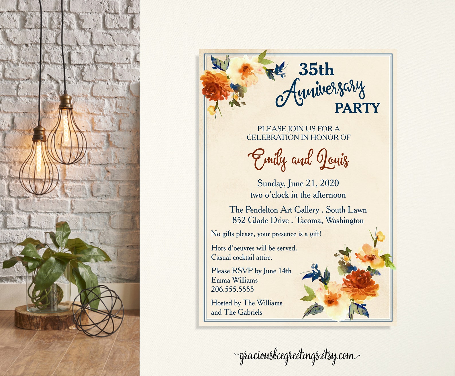Anniversary Celebration Party Invitation 35th Anniversary | Etsy