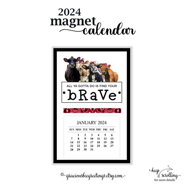 2024 Cow Calendar Etsy