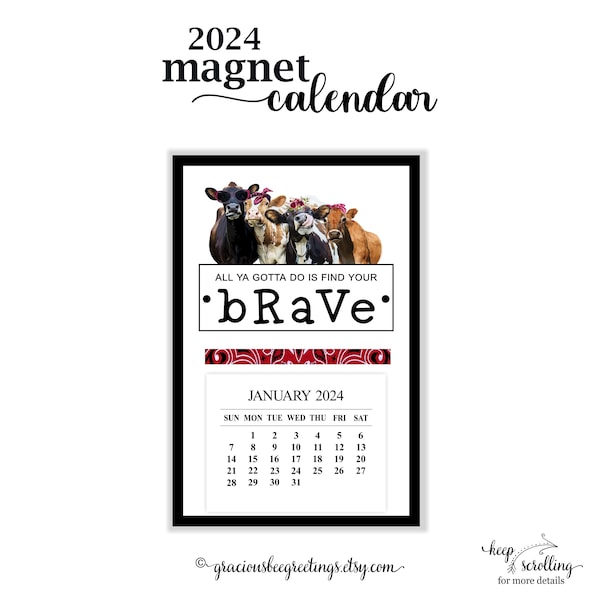 2024 Cow Calendar - Etsy