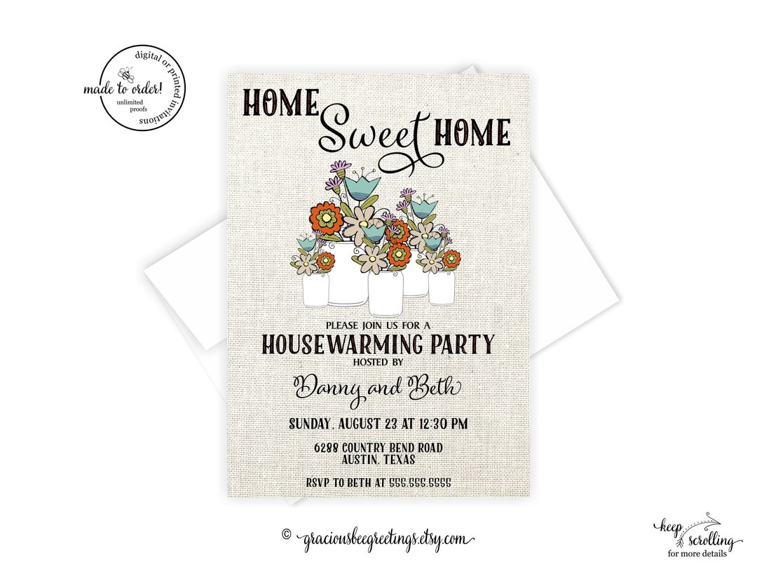 Home Sweet Home Party Invitations, Housewarming Party Invitations, New