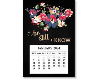 2024 Be Still + Know Magnet Calendar, 2024 Inspirational Desk Calendar, 2024 Devotional Calendar, 2024 Magnetic Fridge Calendar, Xmas Gift,