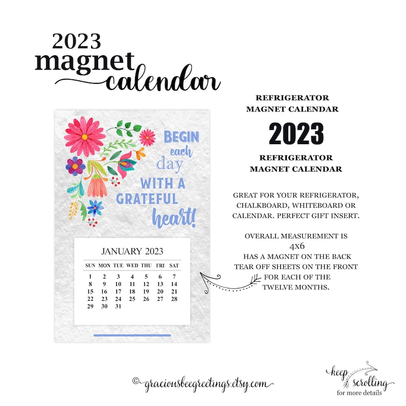 2023 Magnetic Refrigerator Calendar 2023 Begin Each Day With Etsy 