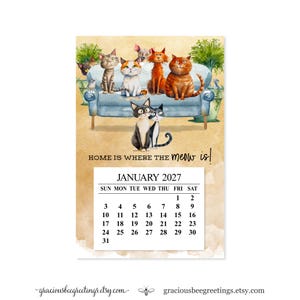 2027 Cat Magnet Calendar | Whimsical Kitty Kitchen Decor, Fridge Magnet