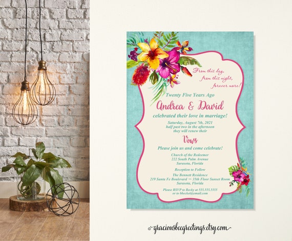 Hawaiian Vow Renewal Invitation Beach Vow Renewal Etsy