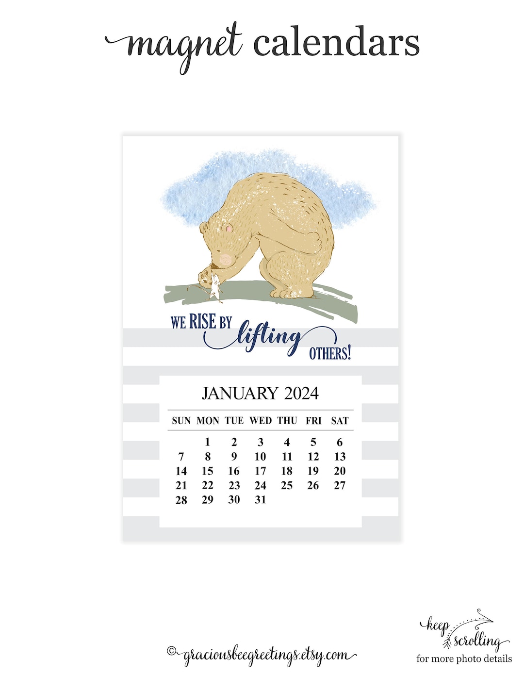 2024 We Rise Refrigerator Calendar, 2024 Mini Inspiring Desk