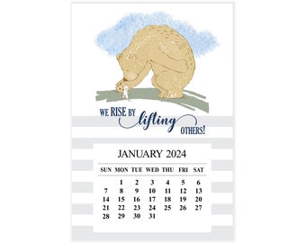 2024 We Rise Refrigerator Magnet Calendar, 2024 Mini Inspiring Desk Calendar, 2024 Fridge Calendar, We Rise by Lifting Up Others Calendar