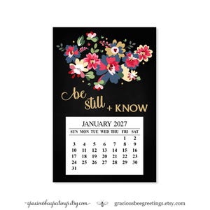 2027 Refrigerator Magnet 4x6 Calendar, Tear-Off Monthly Calendar, Be Still and Know Scripture
