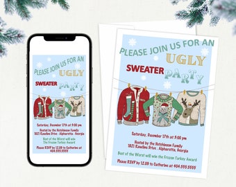 Ugly Christmas Sweater Party Invitation: Holiday Office Event (Digital or Printed)