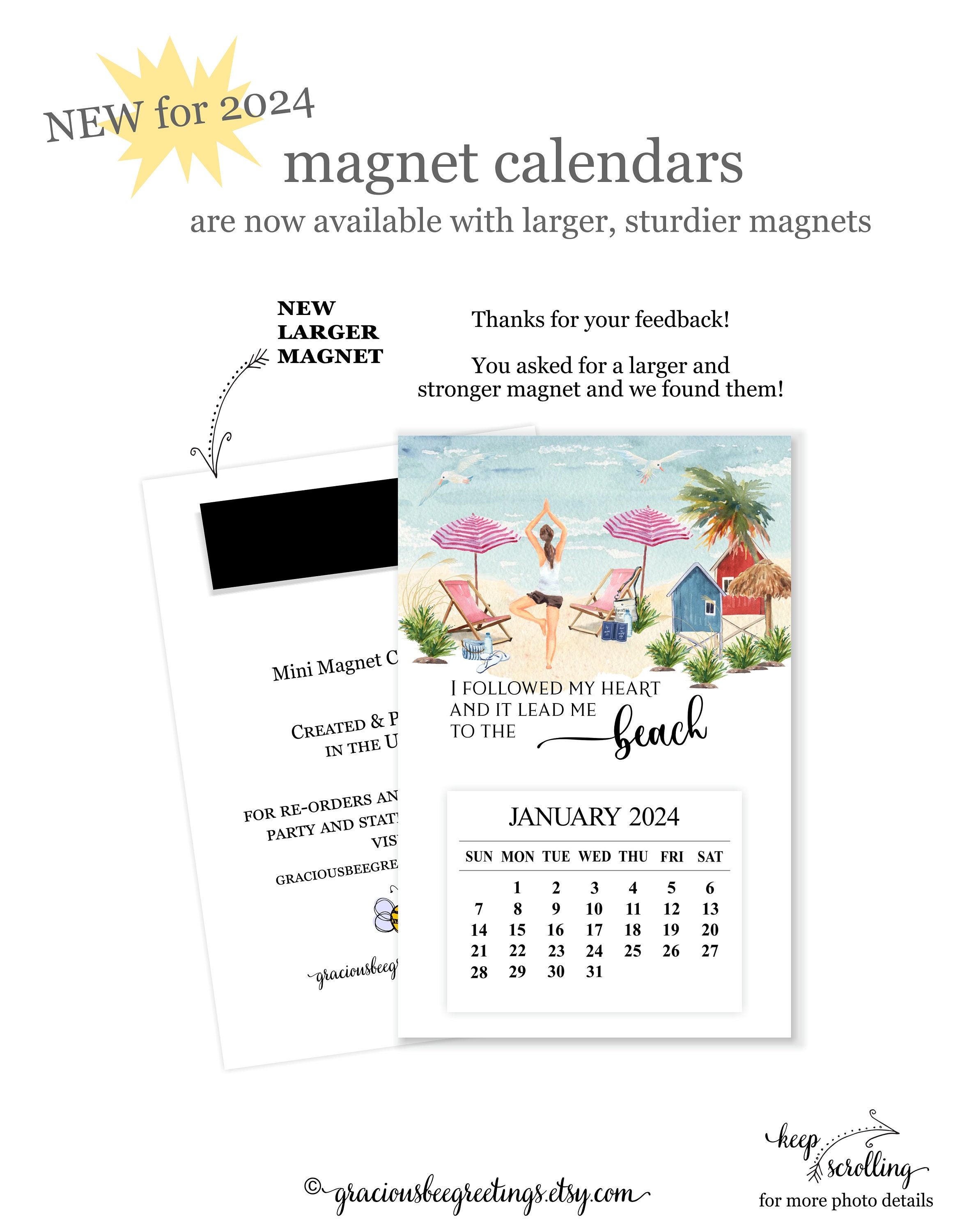 2024 Beach Refrigerator Magnet Calendar, 2024 Beach Desk Calendar, 2024 Yoga  Magnet Calendar, Magnet Tear-off Calendar, Stocking Stuffer -  Finland