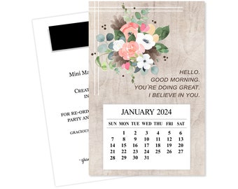 2024 Inspirational Refrigerator Magnet Calendar, 2024 Mini Floral Desk Calendar, 2024 Mini Calendar, 2024 Words of Wisdom Calendar, Gift