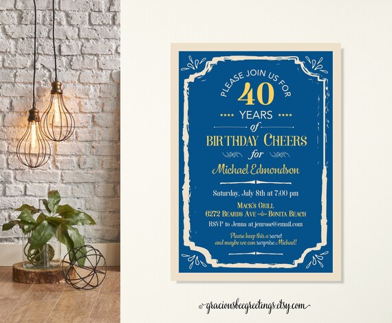 Adult Men S Birthday Party Invitation Typography Birthday Etsy