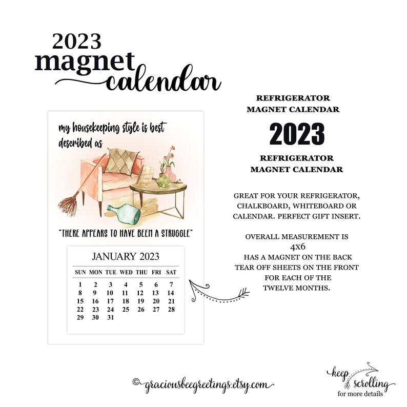 2023 Funny Refrigerator Magnet Calendar 2023 Funny - Etsy