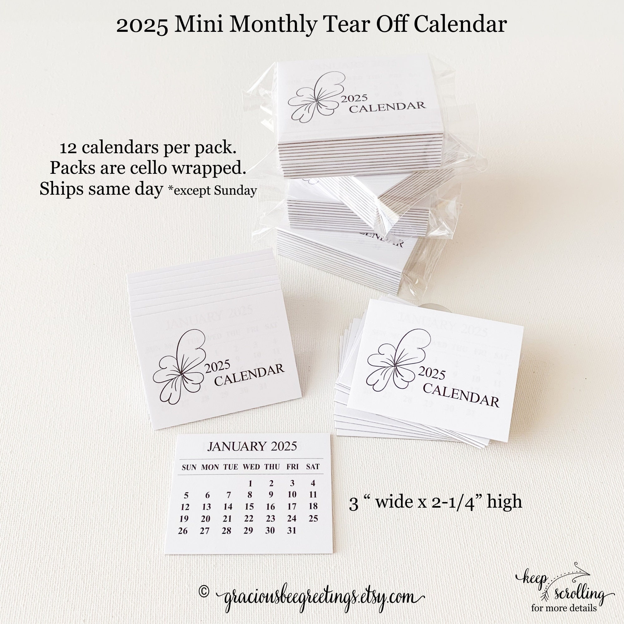 2025 Mini Tear-off Calendar, 2025 Monthly Tear-off Calendars, 2025 Calendars,  Tear off Craft Calendar Refill Pads, Quantity 12 Pads - Etsy