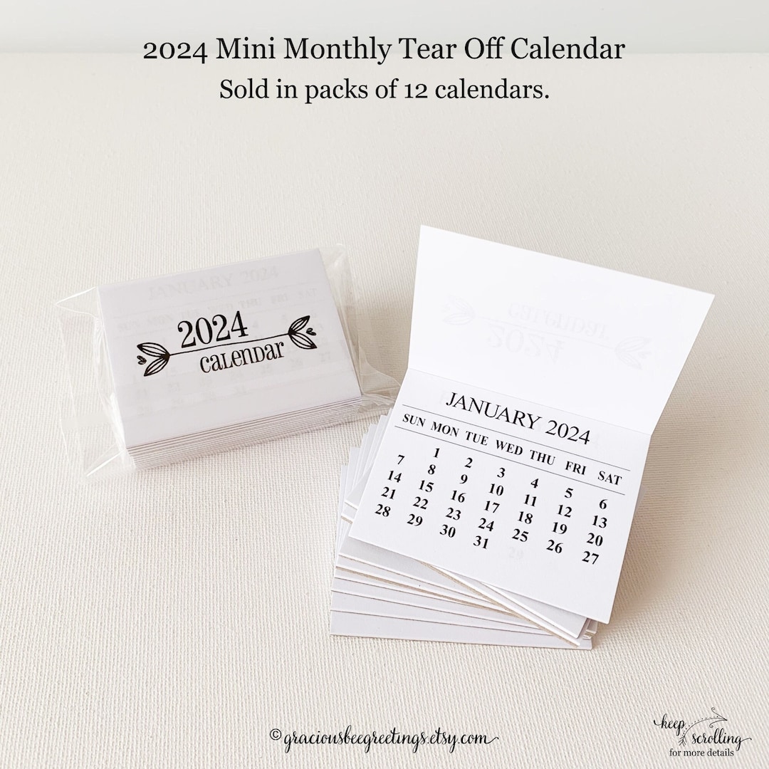2024 Mini Tearoff Calendar 2024 Monthly Tearoff Calendars Etsy