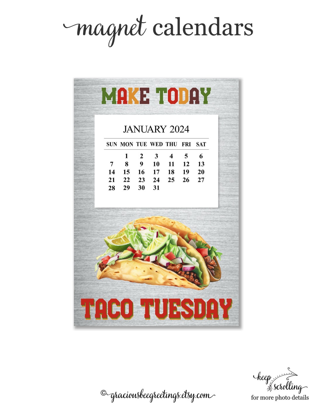 2025 Taco Tuesday Fridge Calendar 2025 Taco Desk Calendar Etsy
