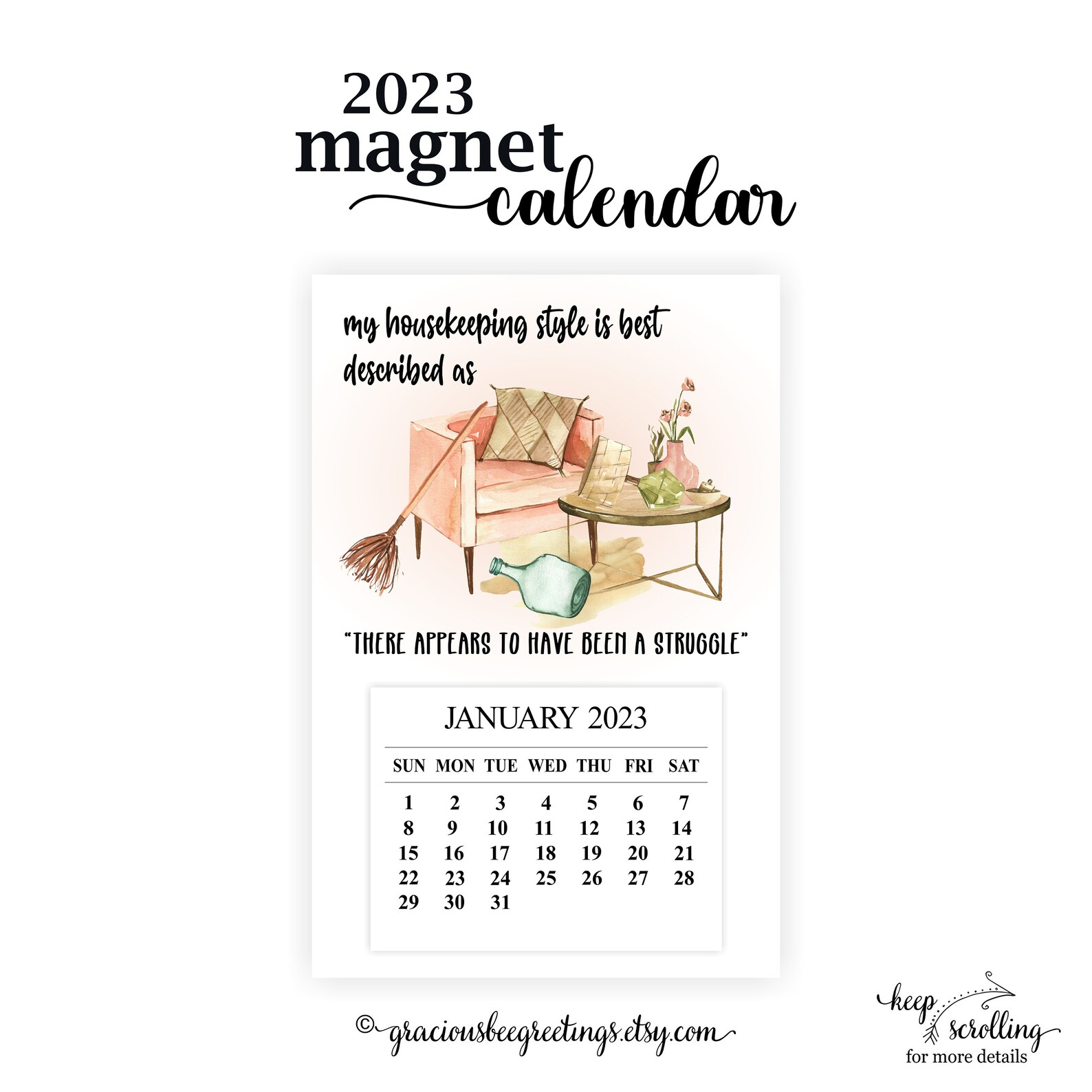 2023 Funny Refrigerator Magnet Calendar 2023 Funny - Etsy