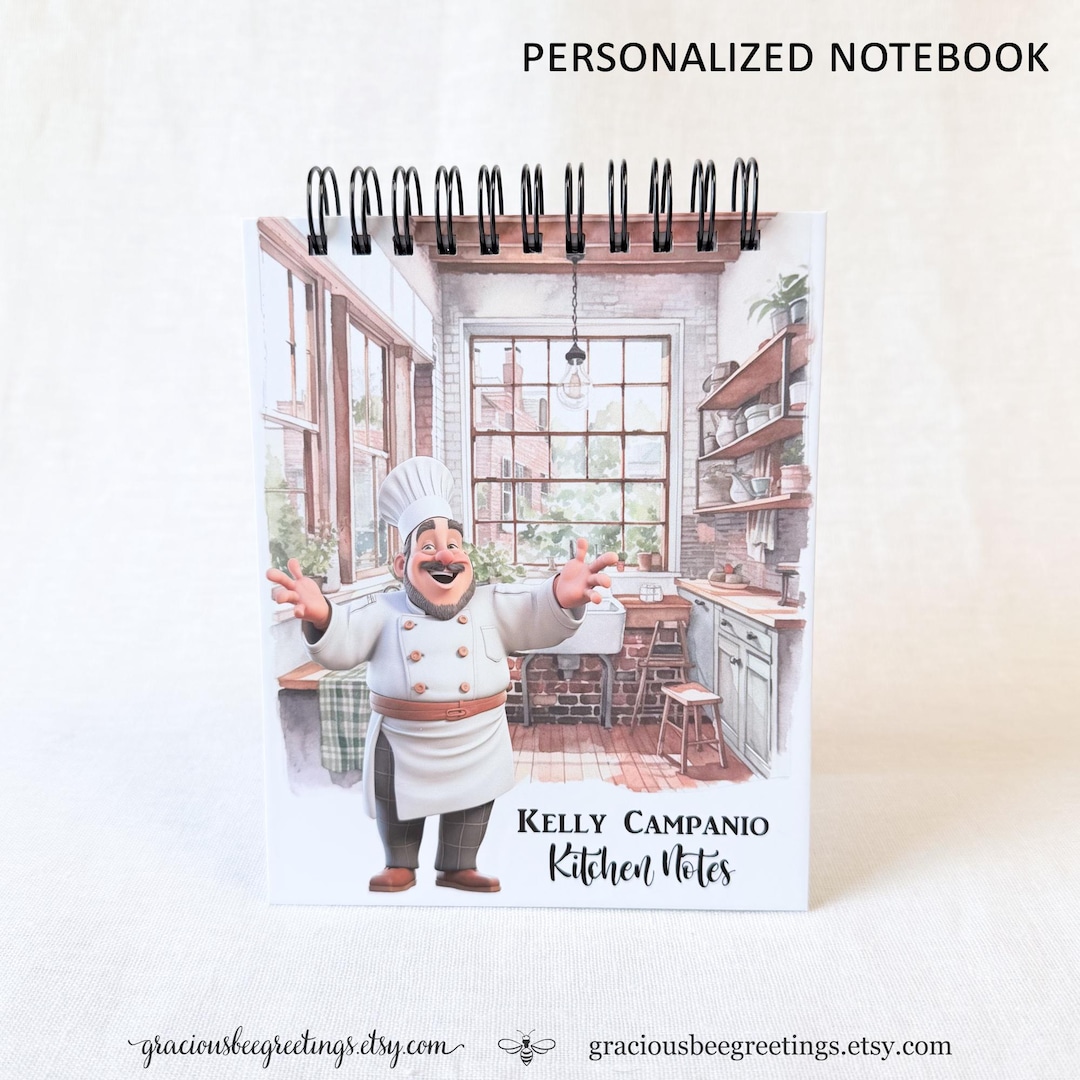 Chef Themed Notepad | Personalized Kitchen Gift | Spiral Bound Notepad ...