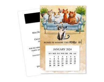 Refrigerator Cat Magnet Calendar 2024, 2024 Silly Cat Desk Easel Calendar, Cat Magnetic Fridge 2024 Calendar, 2024 Cat Desk Easel Calendar