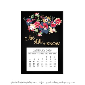 2026 Floral Fridge Magnet Calendar: Be Still and Know Inspirational Gift, 4"x6"