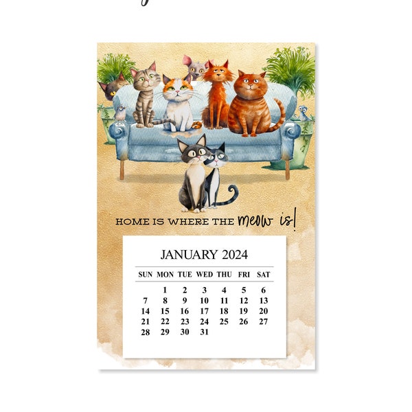 2024 Cat Desk Calendar Etsy