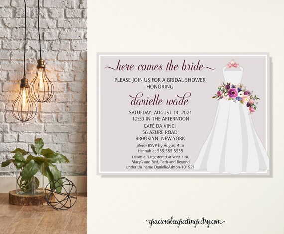 Wedding Dress Bridal Shower Invitation: Elegant Modern Design (digital  File) - Etsy