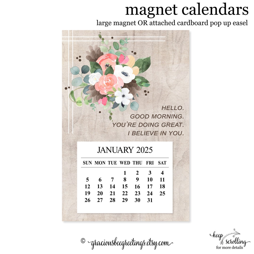 2025 Inspirational Refrigerator Calendar, 2025 Mini Floral Desk