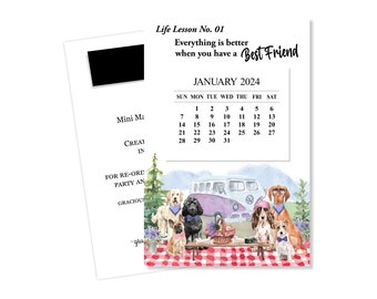 Dog Fridge Magnet 2024 Calendar, 2024 Dog Desk Calendar, 2024 Mini Magnetic Calendar, 2024 Dog Calendar, 2024 Funny Dog Calendar, Dog Gift