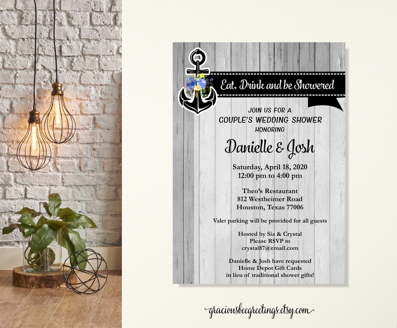 Couples Wedding Shower Invitation Jack & Jill Bridal Etsy