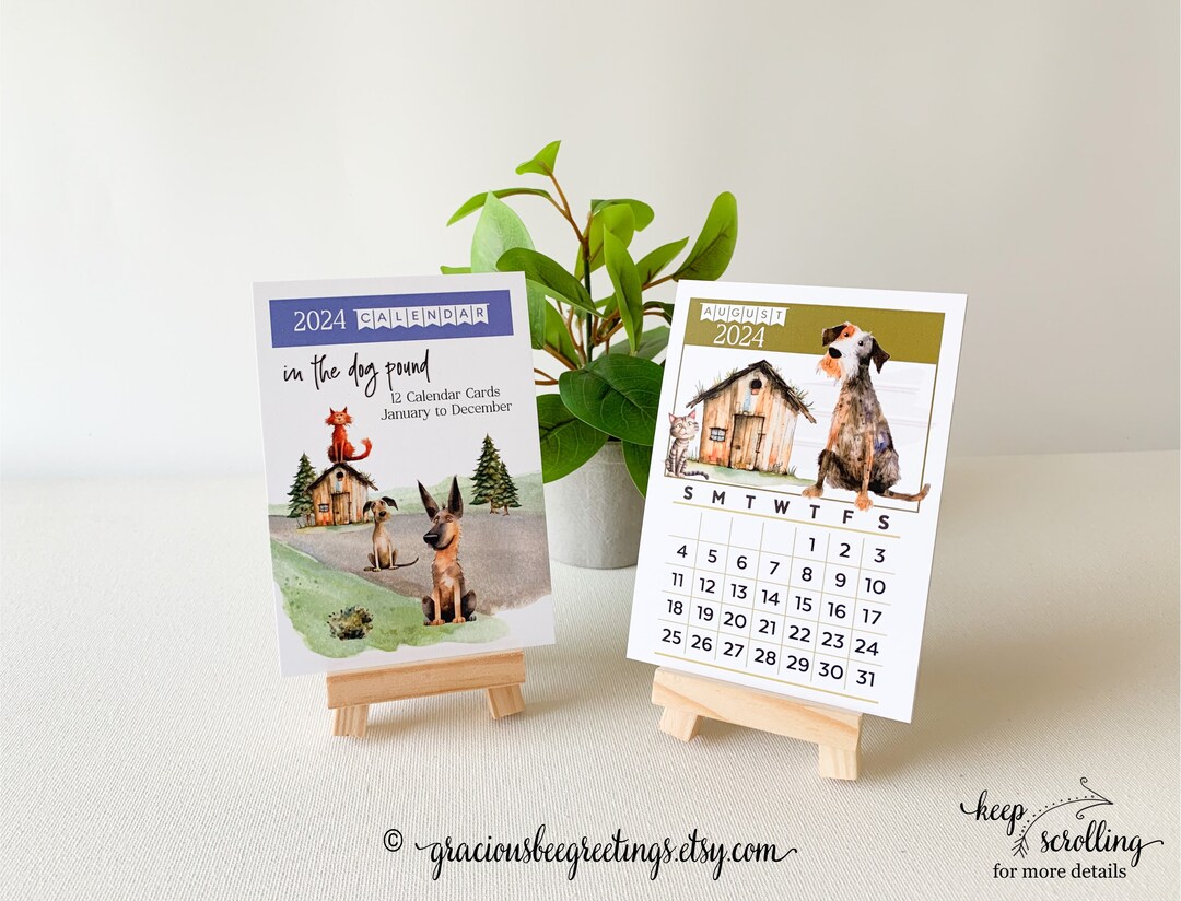 2024 Funny Dog Desk Calendar 2024 in the Dog Pound Calendar Etsy